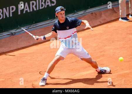 Diego Schwartzman (ARG), 2. JUNI 2018 - Tennis: Diego Schwartzman Argentiniens während der Herren Einzel dritte Runde der French Open Tennis Turnier gegen Borna Coric Kroatiens auf den Roland Garros in Paris, Frankreich. (Foto von Lba) Stockfoto