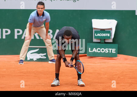 Gael Monfils (FRA), 2. JUNI 2018 - Tennis: Gael Monfils von Frankreich während der Herren Einzel dritte Runde der French Open Tennis Turnier gegen David Goffin Belgien an der Roland Garros in Paris, Frankreich. (Foto von Lba) Stockfoto