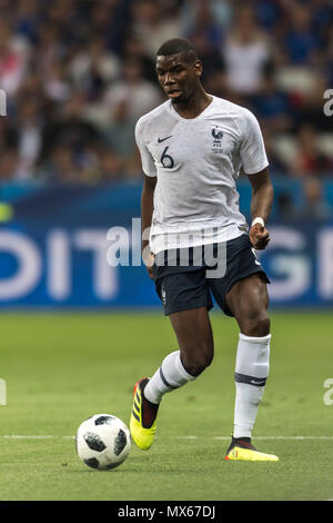 Paul Pogba von Frankreich während der internationalen Freundschaftsspiel zwischen Frankreich 3-1 Italien bei der Allianz Riviera Stadium am Juni 01, 2018 in Nizza, Frankreich. (Foto von Maurizio Borsari/LBA) Stockfoto
