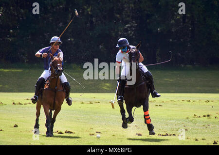 Burningfold, UK, 2. Juni, 2018. Eröffnungs Kylin Polo Match am Kylin Home Boden. Credit: Calvin Tan/Alamy leben Nachrichten Stockfoto