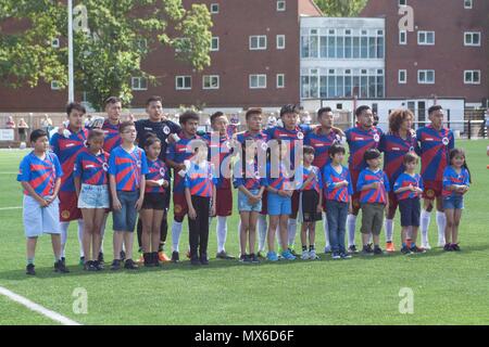 Bracknell, Großbritannien. 3. Juni 2018: Bracknell, UK-Karpatalya v Tibet in der CONIFA Welt Fußball-Cup 2018 in Bracknell Town FC. Karpatalya gewann 5-1. Credit: Andrew Spiers/Alamy leben Nachrichten Stockfoto