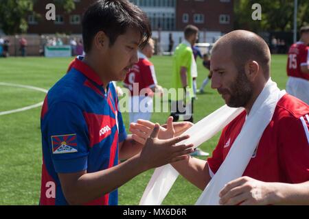 Bracknell, Großbritannien. 3. Juni 2018: Bracknell, UK-Karpatalya v Tibet in der CONIFA Welt Fußball-Cup 2018 in Bracknell Town FC. Karpatalya gewann 5-1. Credit: Andrew Spiers/Alamy leben Nachrichten Stockfoto