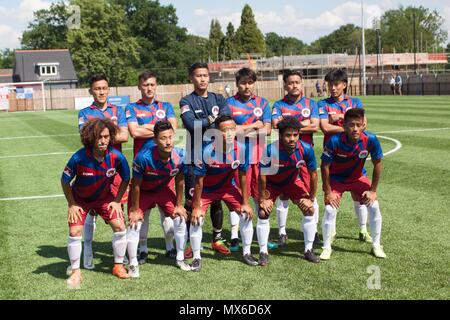 Bracknell, Großbritannien. 3. Juni 2018: Bracknell, UK-Karpatalya v Tibet in der CONIFA Welt Fußball-Cup 2018 in Bracknell Town FC. Karpatalya gewann 5-1. Credit: Andrew Spiers/Alamy leben Nachrichten Stockfoto