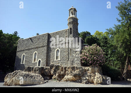TABGHA, ISRAEL - ca. Mai 2018 Kirche des Primats des Petrus Stockfoto