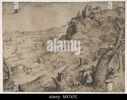 . Deutsch: Das Kaninchen jagen, die nur Radierung von Pieter Bruegel der Ältere. 1560. Pieter Brueghel der Ältere 102 Bruegel Kaninchen jagen Met DP 818235 Stockfoto