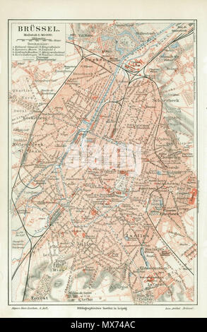 . Englisch: Brüssel, Belgien; Karte 1907. Unbekannt 103 Brüssel, Karte 1907 Stockfoto