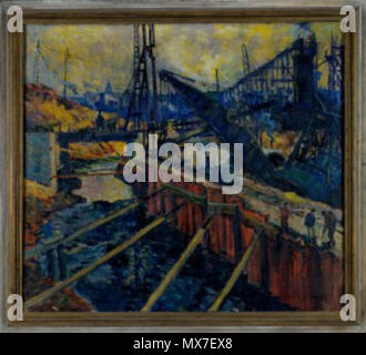 . Englisch: Thomas S. Barnett Malerei, von 1927, mit dem Titel "Bau der Fluss des Peres Kanal in Forest Park'. Befindet sich in der Sammlung des Missouri History Museum. 31. Mai 2011. Thomas S. Barnett 142 Bau der Fluss des Peres Kanal in Forest Park Stockfoto