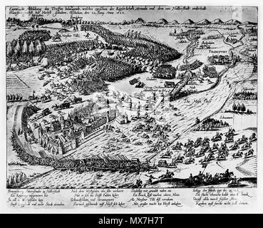 . English: Schlacht bei Höchst, 1622, zeitgenössische Darstellung Englisch: Schlacht in der Nähe von Höchst, 1622, zeitgenössisches Bild Abbildung das Eigentliche Treffen belangendt, welches zwischen der Kayserlichen Armada und dem von Halberstadt underhalb von Frankfurt am nechst bey Hochst gehalten. Geschehen den 20. Deckungsvolumen. 1622. 1622. Unbekannt 547 Schlacht bei Hoechst 1622 unbek Stockfoto