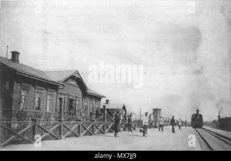 . Englisch: Dmitriev (Dmitriev-Lgovsky) Bahnhof (Bryansk - lgov Linie der Мoscow - Kiev-Voronezh Railway) im Anfang des XX Jahrhunderts. Ankunft des Großfürsten Michael Alexandrowitsch Russlands zu Dmitriev. Русский: Станция Дмитриев (Дмитриев - Льговский) Брянско - Льговского пути Московско - Киевско - Воронежской железной дороги в начале века ХХ. Прибытие поезда с высоким гостем - Великим Князем Михаилом Александровичем. 1901. Фотограф К. 165 Абрамович Dmitriev Bahnhof Alte (Eisenbahn) Stockfoto