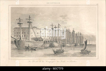 . Englisch: East India House, in einem französischen Gravur, 1844*; auch, * East India Company Docks * Quelle: ebay, 26.04.2007. 1844. Unbekannt 176 East India Company Docks Stockfoto