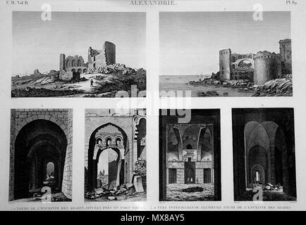 160 Description de l'Egypte, Etat Moderne II, Platte 89, Blick auf Teile der alten Mauern, C., 1798, in der panckoucke Edition von 1821 veröffentlicht - 9. Stockfoto