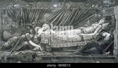 . Deutsch: Das Garden Court aus der Briar Rose Serie, photogravüre von Edward Burne-Jones. nicht gegeben. Edward Burne-Jones (1833-1898) 180 Edward Burne-Jones, das Garden Court, Briar Rose Serie Stockfoto