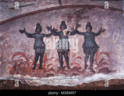 . Deutsch: Das symbolische Geschichte des Leidens und der Erlösung ist in diesem frühen christlichen Malerei der biblischen Geschichte von "Die drei Hebräer im Feuerofen" vertreten. Aus den Katakomben von Priscilla, Rom, Italien. Ende 3./Anfang 4. Den Feuerofen ist eine Geschichte aus dem Buch Daniel im Tanach/Alte Testament. Die Geschichte ist gut - unter den Juden und Christen bekannt. (Siehe auch en: feuerofen). Diese Datei fehlt, Informationen zum Autor. 208 Feuerofen, 01. Stockfoto