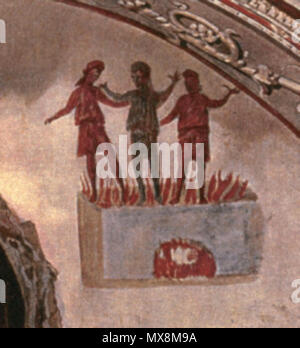 . Englisch: 3 junge Männer im Feuerofen, von einem frühen christlichen Katakombe. "Die symbolische Geschichte des Leidens und der Erlösung durch die drei Hebräer im Feuerofen vertreten ist.". Diese Datei fehlt, Informationen zum Autor. 208 Feuerofen kleine Stockfoto