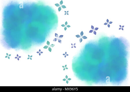Japanische regnerischen Hortensie Blume Abstract Am Pastell Aquarell malen Hintergrund Stockfoto