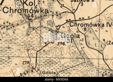 . Polski: Gdola (Powiat chełmski) na mapie Wojskowego Instytutu Geograficznego z 1931 r. Latina: Pagus Gdola (Polonia, palatinatus lublinensis, districtus chelmensis), 1931. 4. Januar 2013, 16:47:59. Wojskowy Instytut Geograficzny 236 Gdola na mapie Wojskowego Instytutu Geograficznego z 1931 r. Stockfoto