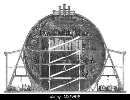 . Englisch: Schnittdarstellung Wyld's große Kugel, die in Leicester Square, London 1851 Stand 62. 1851. Unbekannt 254 Greatglobe Schnitt Stockfoto