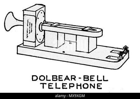 Frühe Telefon Ausstattung - ein 1930er Abbildung eines Dolbear-Bell Telefon Gerät Stockfoto