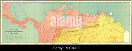 . Español: Carta que Vertreter el Teatro de la Guerra de Independencia años 1818 a 1819. Carta VII del Atlas geográfico e Histórico de la República de Colombia, 1890. Vom 7. Juli 2012. Agostino Codazzi (1793-1859) Alternative Namen: Giovanni Battista Agostino Codazzi Bartolotti Beschreibung italienische Soldaten, Wissenschaftler, Geograph und Kartograph Giovanni Battista Agostino Codazzi (alternativ in Lateinamerika bekannt als Agustín Codazzi; vom 12. Juli 1793 - 7. Februar 1859) eine Italienische Militärs, Wissenschaftler, Geographen, Kartographen, und Gouverneur von Barinas (1846-1847). Er machte seinen wichtigsten investiga Stockfoto