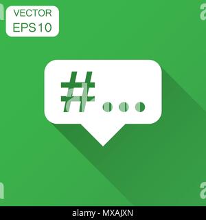 Hashtag vektor Icon im flachen Stil. Social Media Marketing Abbildung mit langen Schatten. Hashtag netzwerk konzept. Stock Vektor