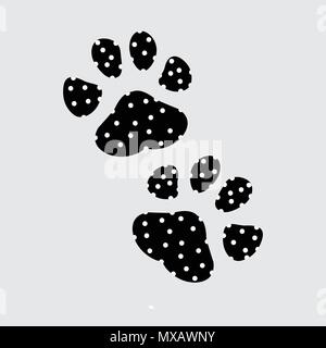 Pfotenabdruck. Vektor auf grauem Hintergrund EPS 10. Stock Vektor