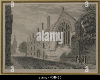 . Englisch: Ein Blick auf das Jesus College, Oxford von I. Whesfell, veröffentlicht 1835. 1835. Whesfell 315 Jesus College Gravur 1835 Stockfoto