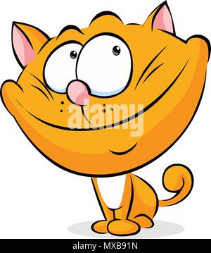 Ingwer süße Katze sitzt isoliert auf Pfingstmontag ein Hintergrund-vector Cartoon Stock Vektor