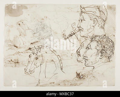 . Englisch: Portrait von Feodor Iwanowitsch Kalmückischen (1763-1832), der Maler - Bildhauer der Kalmückischen Ursprungs, mit dem vorderen Teil eines Pferdes. Vor 1832. Bertel Thorvaldsen (1770-1844) 334 KalmykByThorvaldsen 2 Stockfoto