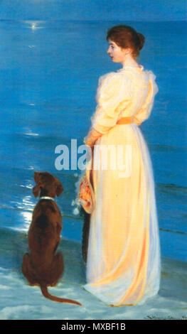 . Summerevening in der Nähe von Skagen English: Sommerabend am Südstrand, Marie Kroyer. ca. 1895. Peder Severin Kroyer 349 KroyerSommerabendinSkagen Stockfoto