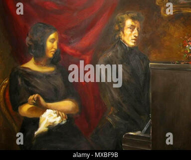. Portrait von Frédéric Chopin und George Sand. Malerei I in Auftrag gegeben und von dem ich selbst die einzige Kopie auf der circa 1837 vorläufige Skizze gemeinsamer Eugene Delacroix Portrait von Frédéric Chopin und George Sand. 2008. nach Eugene Delacroix 128 ChopinSandDelacroix Stockfoto