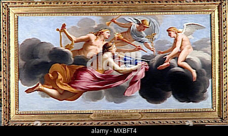 . Français: L'AMOUR RECOIT L'HOMMAGE DE DIANE, D'APOLLON ET DE MERCURE. 17. Juli 2012. Eustache Le Sueur 352 L'AMOUR RECOIT L'HOMMAGE DE DIANE, D'APOLLON ET DE MERCURE Stockfoto