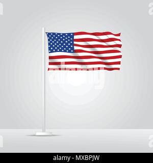 3D realistische Usa Amerika Flagge Vektor Stock Vektor