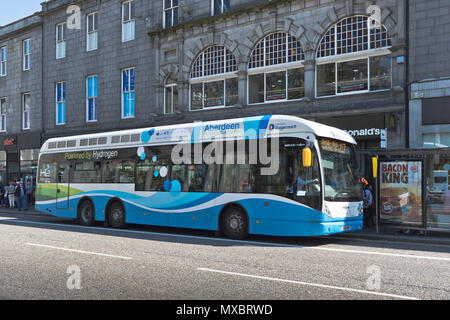 dh Hydrogen Bus Project ENERGY UK Aberdeen Transportexperiment Stagecoach H2 Schottland Brennstoffzellen-Technologie Test Fahrzeug Busse Fahrzeuge Stockfoto