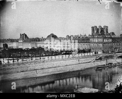 . Français: Le Palais des Tuileries depuis le Pont de Solférino. zwischen ca. 1858 und ca. 1863. Gustave Le Gray 363 Le Palais des Tuileries - Le Grau Stockfoto