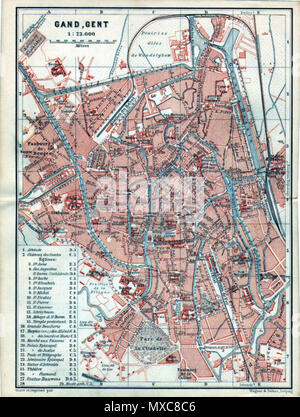 . Englisch: Karte von Gent von Wagner und Debes, 1897. 16. Juli 2012. Wagner und Debes, 1897 393 Karte von Gent von Wagner und Debes, 1897 Stockfoto