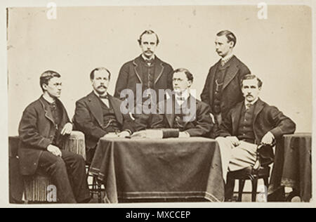 . Gruppe von Männern. Typ der Arbeit: Foto; Carte-de-Visite. Schöpfer: Whipple, John Adams (1822-1891), US-amerikanischer. Datum: 1865-1874. Abmessungen: Sicht: 6 x 10 cm (2 3/8 x 3 15/16 in.). Materialien/Techniken: Eiweiß silber Drucken auf Karte. Repository: Harvard Art Museum. zwischen 1865 und 1874. John A. Whipple 412 Männer können 1865 byJAWhipple Harvard Stockfoto