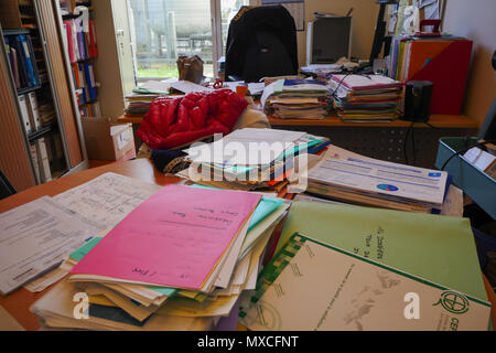 Realistische Darstellung einer unordentlichen Schreibtisch, Lyon, Frankreich Stockfoto