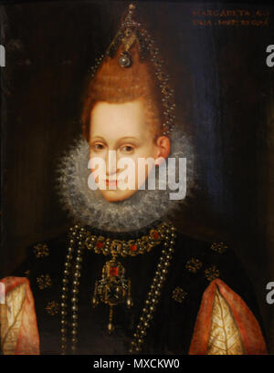 . Englisch: Portrait von Margarete von Österreich, Königin von Spanien (1599-1611) von Joseph Heintz der Ältere. zwischen 1598 und 1599. Joseph Heintz der Ältere 396 Margarete von Österreich, Königin von Spanien Stockfoto