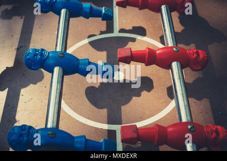 Tabelle Fußball closeup, Kicker Tischfußball detail Stockfoto