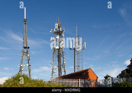 Kilvey Hill Sendestation wurde auf dem Gipfel des Hügels Kilvey in Swansea, Wales, die von der BBC 1967 als Relais für VHF und UHF Fernseher gebaut. Stockfoto