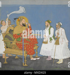 . Englisch: Muhammad Adil Shah II mit Höflinge und Diener Ende des 18. Jahrhunderts Muhammad Adil Shah II. 1627-56) Opak Aquarell und Gold auf dem Papier H: 18,0 W: 18,0 cm Deccan, Indien Geschenk von Professor Alban G. Lewin von Winchester, Virginia F 1968.7. 18. Jahrhundert gegessen. Deccan, Indien 432 Muhammad Adil Shah II mit Höflinge und Diener Stockfoto