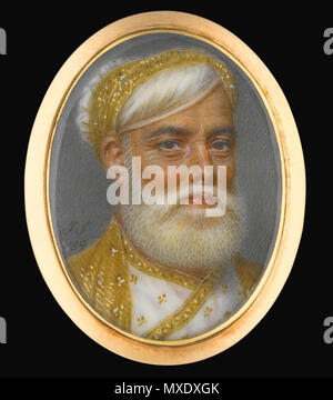 . Englisch: Portrait von Muhammed Ali Khan (1717-1795) Wallajah Nawab von Arcot. Gemalt von John Smart (1742-1811). 26 x 19 mm. 17 Juni 2013, 20:31:45. Originale Kunstwerke von John Smart (1742-1811) 432 Muhammed Ali Khan Wallajah Stockfoto