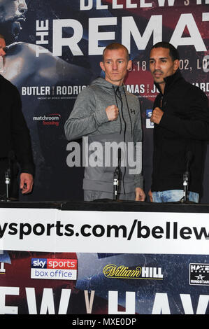 Tony Bellew v David Haye boxen Pressekonferenz in der Westminster Plaza Hotel in London, Vereinigtes Königreich. Mit: Atmosphäre, Wo: London, Vereinigtes Königreich, wenn: 03. Mai 2018 Credit: WENN.com Stockfoto