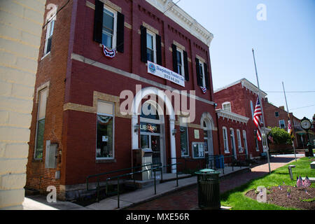 Sharpsburg, MD, USA - 24. Mai 2018: Das Rathaus und Bibliothek in Sharpsburg, einem malerischen und historischen Stadt, bekannt für seine Nähe zu Antietam, die Website Stockfoto