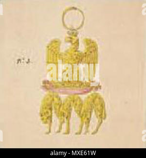 . Français: Projets d'insignes de l'Ordre des Trois Toisons d'or.Entre 1809 et 1813 458 Ordre des Trois-Toison d'Or (Projets d'insignes 2) Stockfoto