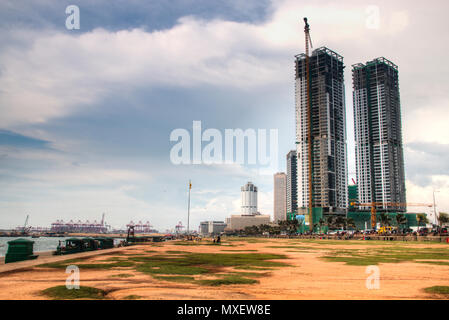 COLOMBO, Sri Lanka - Dezember 2017: Das Galle Face Green Park an der Küste von Colombo, der Hauptstadt von Sri Lanka Stockfoto