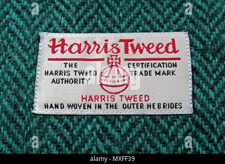 Harris Tweed Behörde, zertifizierte Marke, Handgewebte auf den Äußeren Hebriden - Stockfoto