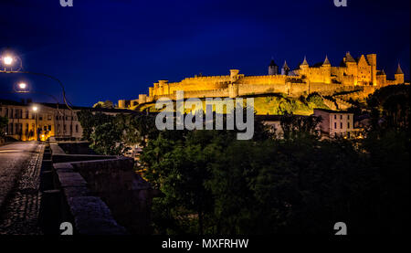 In der Nacht in Carcassonne Carcassonne, Aude, Frankreich Am 10. Juni 2015 getroffen Stockfoto