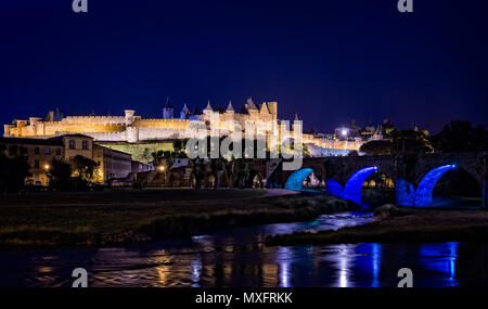 In der Nacht in Carcassonne Carcassonne, Aude, Frankreich Am 10. Juni 2015 getroffen Stockfoto