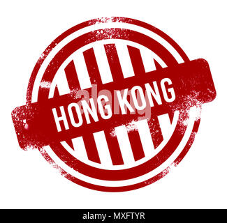 Hongkong - Rot grunge-Taste, Stempel Stockfoto